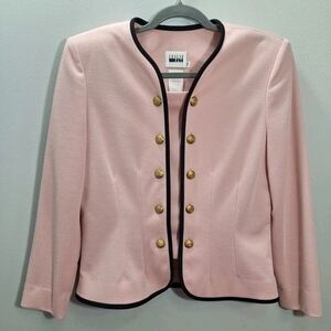 Vtg 80/90s Leslie Fay Light Pink Blazer Gold Buttons Size 10 Classic Preppy USA